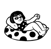 Illustration of a kid relaxing in an inflatable ring